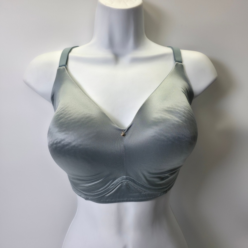 Cacique Bra 36F Blue Lightly Lined Full Coverage No‎ Wire Everyday Comfort Silky